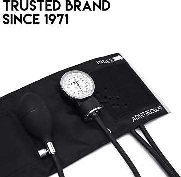 MDF Instruments, Calibra Aneroid Premium Professional Sphygmomanometer, Blood Pressure Monitor with Adult Cuff & Carrying Case, Lifetime Calibration, White Dial, Black Cuff, MDF808M11