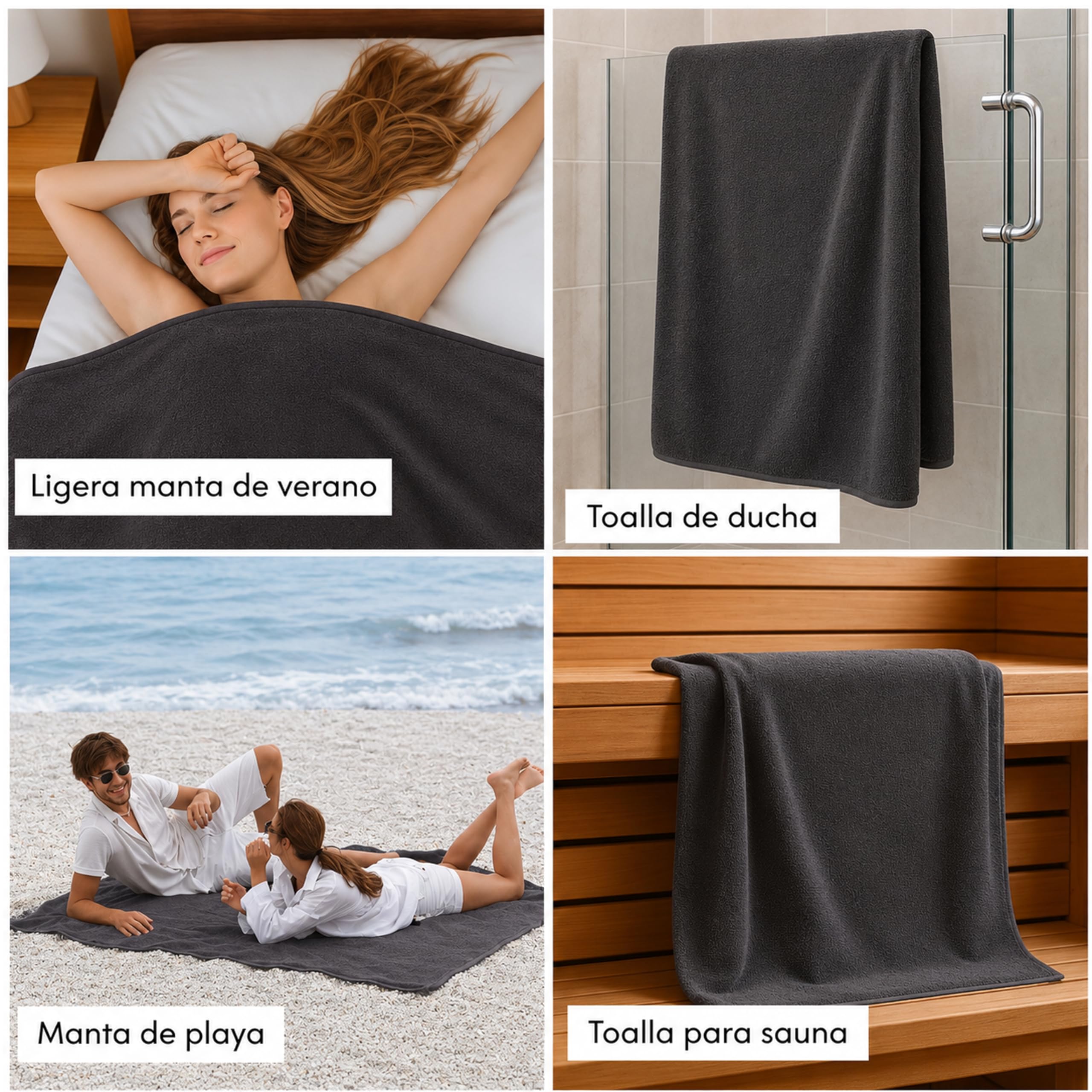 Toalla de playa de rizo, XXL, 200 x 200 cm, grande, 100% algodón, toalla de playa, toalla de playa (200 x 200 cm, beige)
