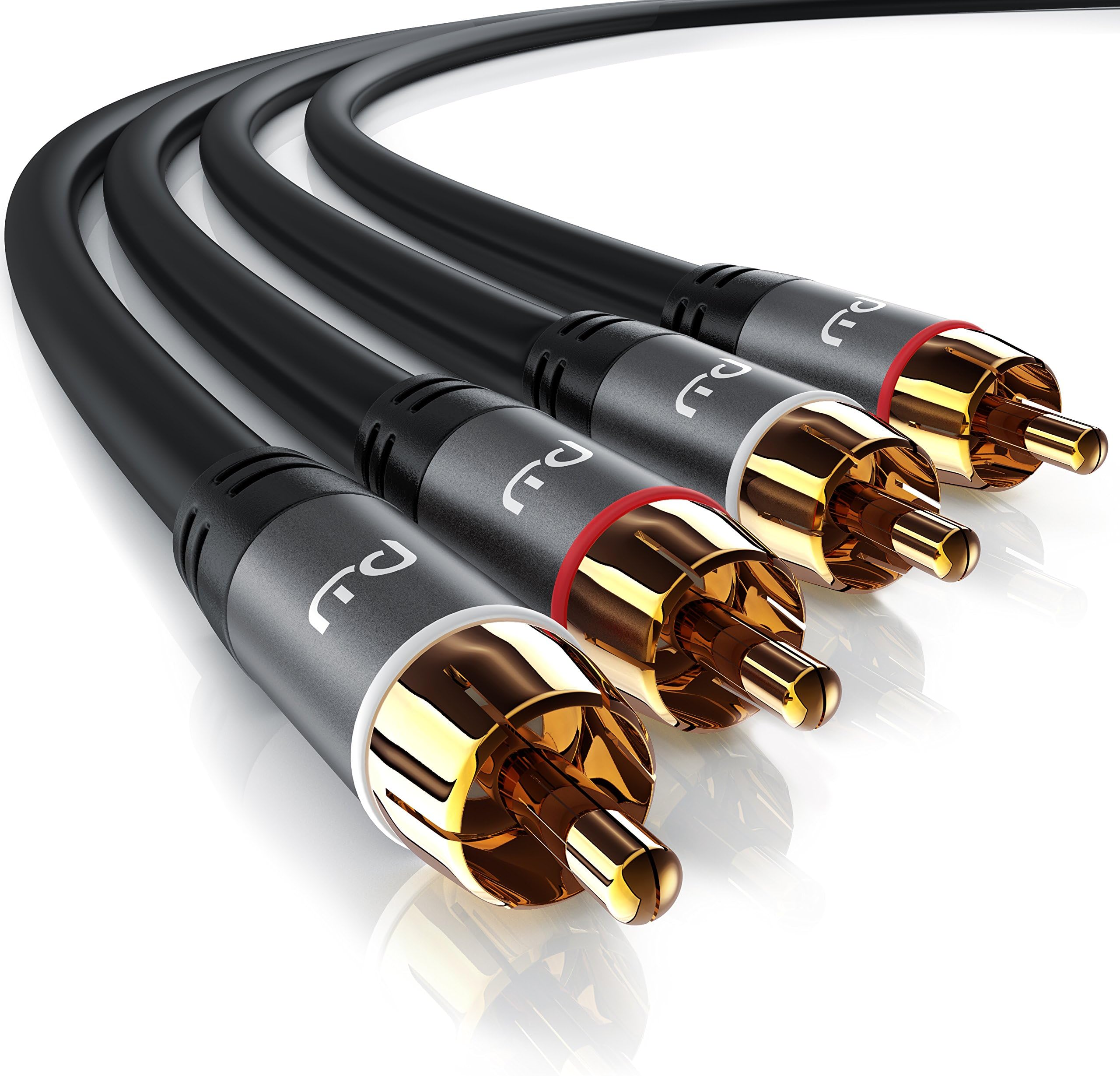 Primewire RCA Audio Cable 0.5m - 2RCA Phono Plugs to 2RCA Phono Plugs - Stereo Audio Cable for Surround Sound Dolby Digital DTS - Metal Shell Casing Gold Plated Conectors