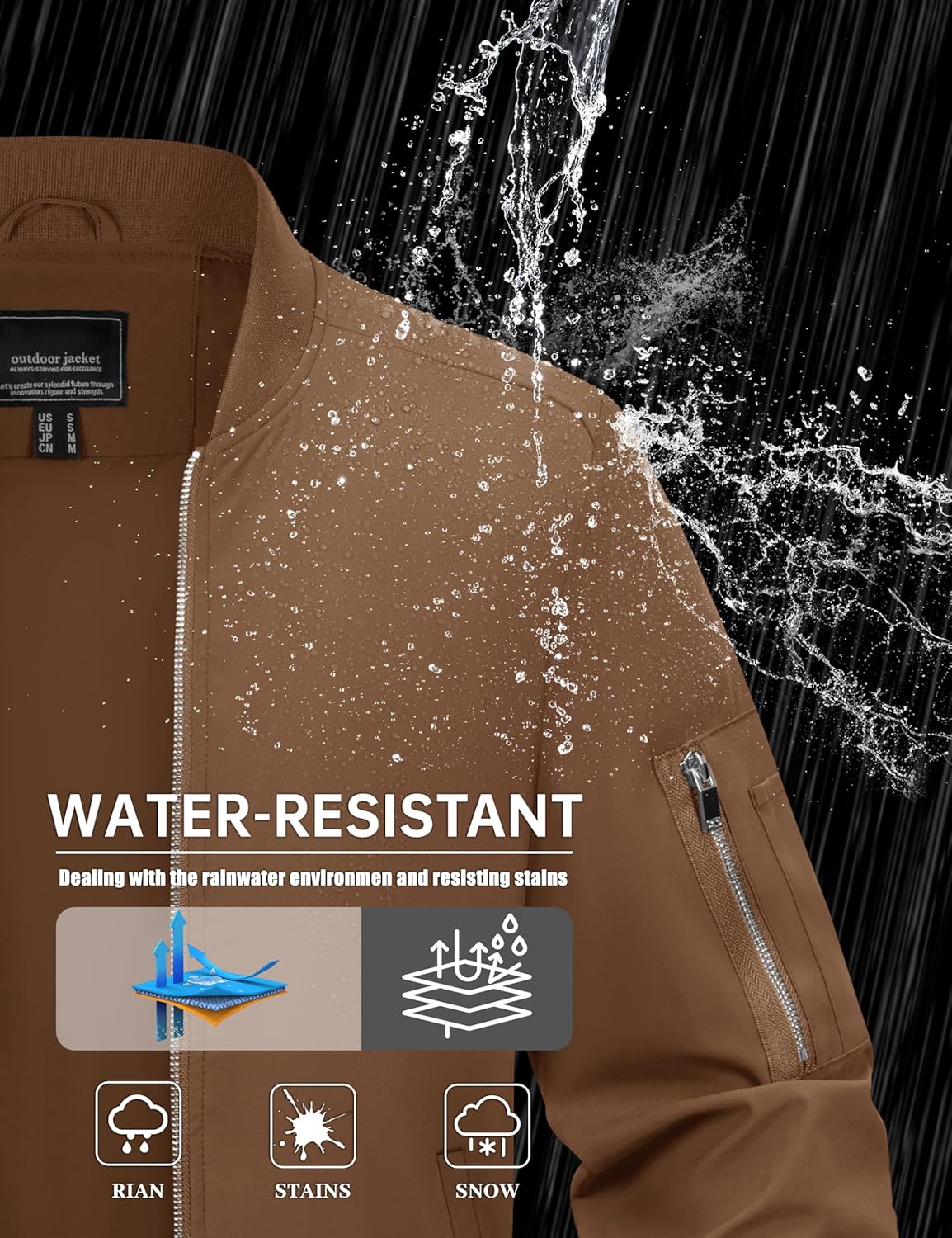 MAGNIVIT Men's Lightweight Bomber Jacket Windbreaker Casual Fall Spring Outdoor Coat - Image 3