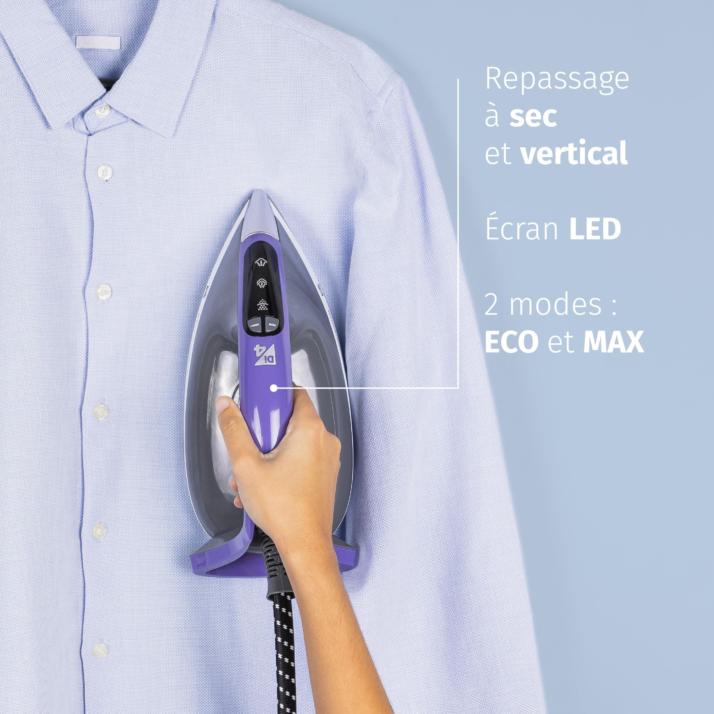 Di4 Centrale vapeur Jet Pressing Digital, Puissance 2600W, 8 Bars, Coup de vapeur 345g, Réservoir amovible XL 1,5L, Semelle céramique, Repassage vertical, Prête en 1 min, Écran LED, Autonettoyage