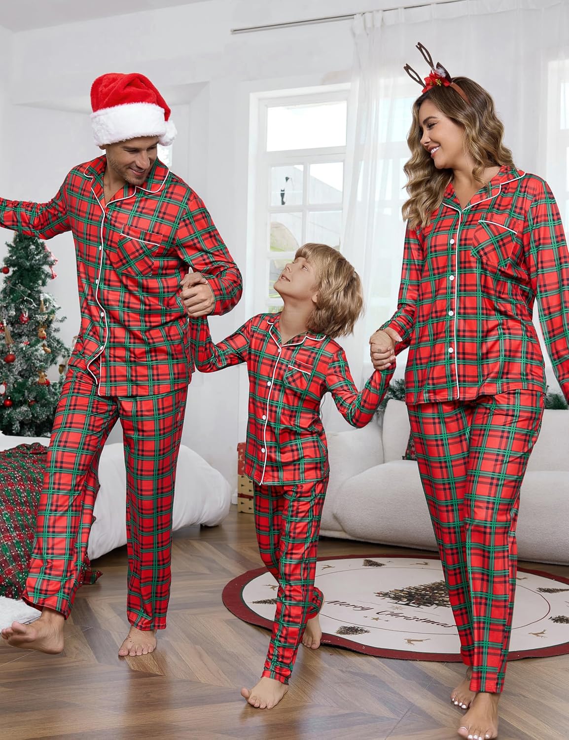 iClosam Christmas Family Matching Pajamas Set Long Sleeve Button Down Pjs Festival Party Sleepwear for Women Men - Image 3