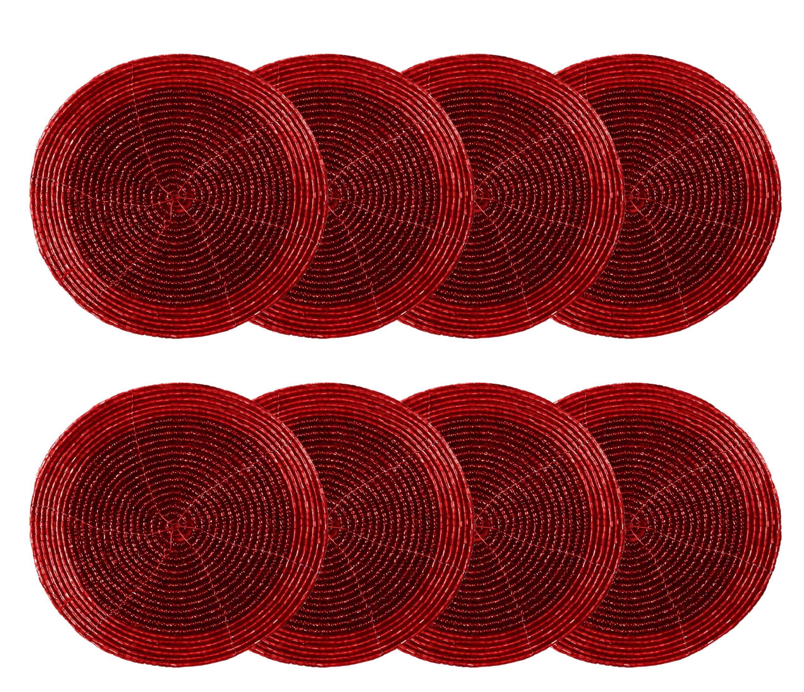 Dessous-de-verre ronds en perles rouges COTTON CRAFT 10,2 cm pour verres et tasses