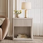 SICOTAS Night Stand Nightstand with Drawer Storage Bed Side Table End Table Large Modern Wood Wide Bedside Stand Mid Century Night Stands for Bedroom Living Room (White Alder, 1 Piece)