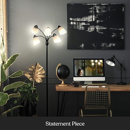 Miniatura 4 de Brightech Medusa - Lámpara de pie LED. Lámpara de pie ajustable con múltiples cabezales para sala de estar, dormitorio o habitación de los niños.