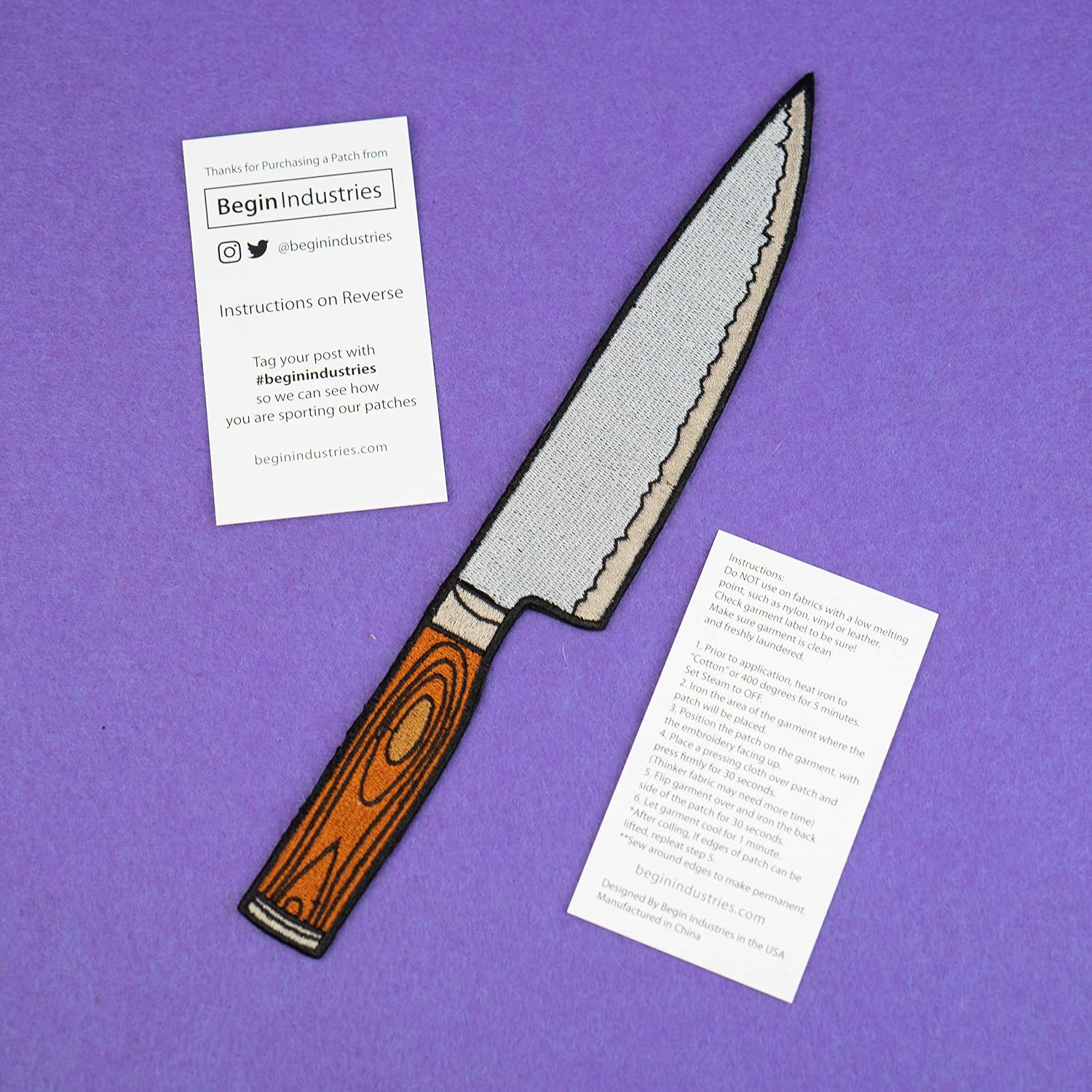 Large Chefs Knife Embroidered Iron-on Patch Applique image 5