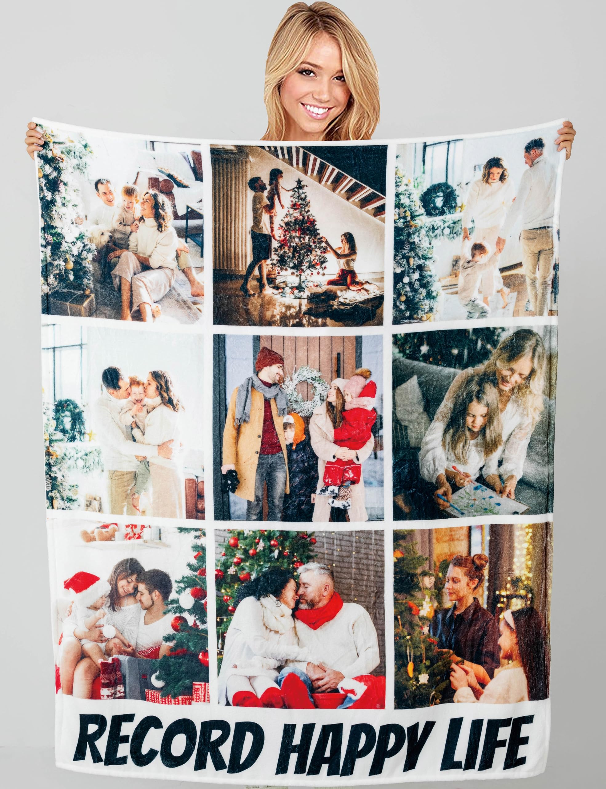 Yacheng Manta Personalizada,Manta De Collage De Fotos con Texto De Franela Personalizable,Adecuada para Adultos Y Niños,Regalo Personalizado para Familiares,Amigos Y Mascotas (9 Foto)