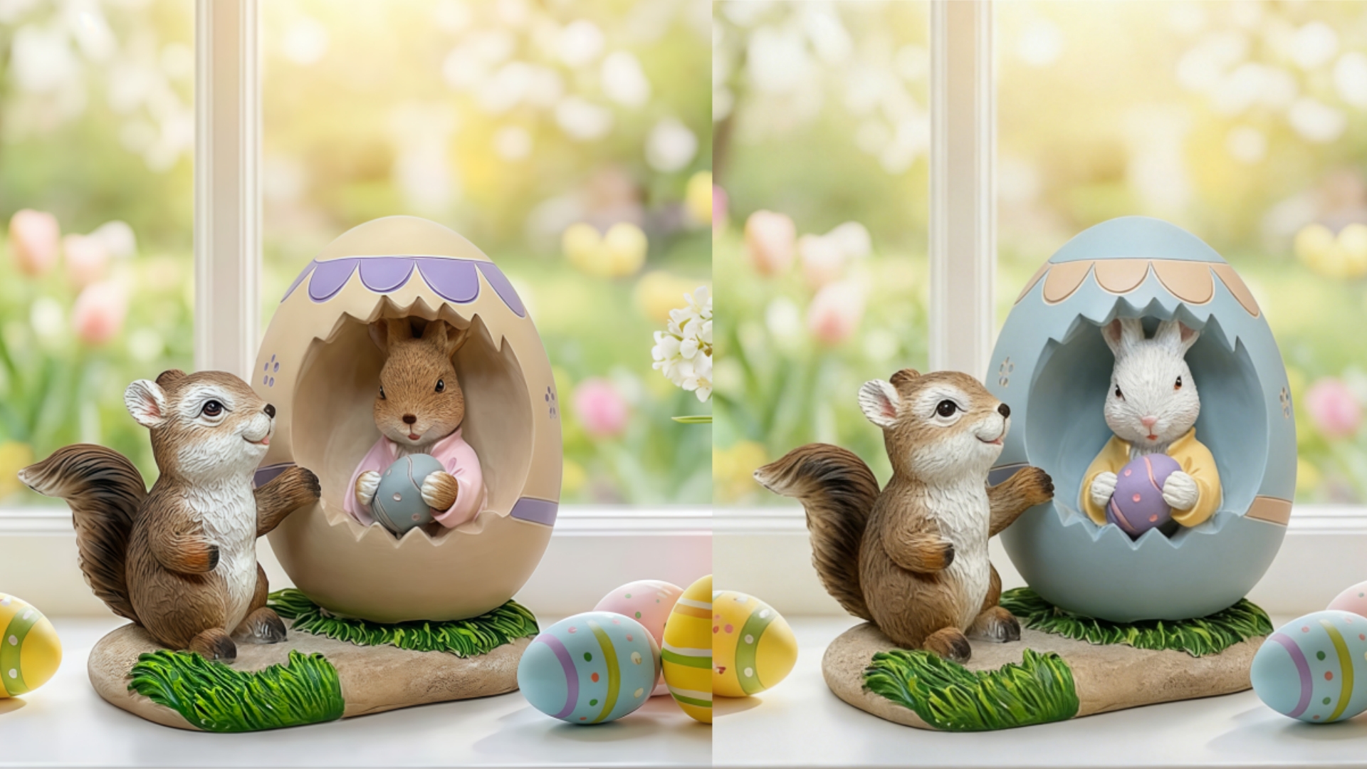 Estatua Decorativa de Ardilla y Conejo en Resina para Pascua miniatura 7