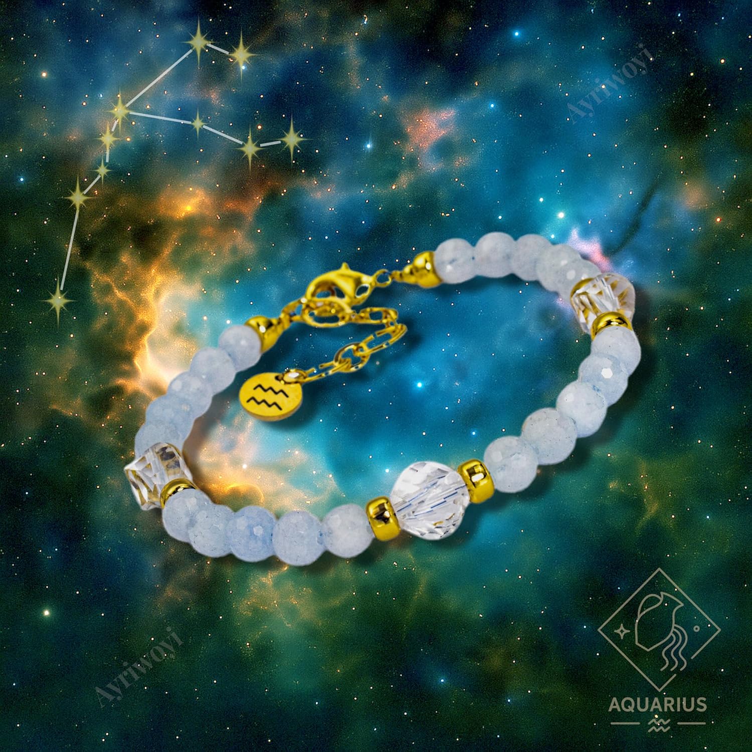 Zodiac Bracelets for Women 12 Constellations Healing Crystal Shiny Facet Beads Birthstone Bracelet Birthday Inspirational Gifts for Women Horoscope Astrological Bracelet - Image 2