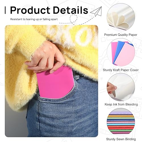 Miniatura 3 de miikoul Paquete de 60 cuadernos pequeños y coloridos en blanco, tamaño A6, mini diario para estudiantes, viajeros, oficina, suministros de regreso a