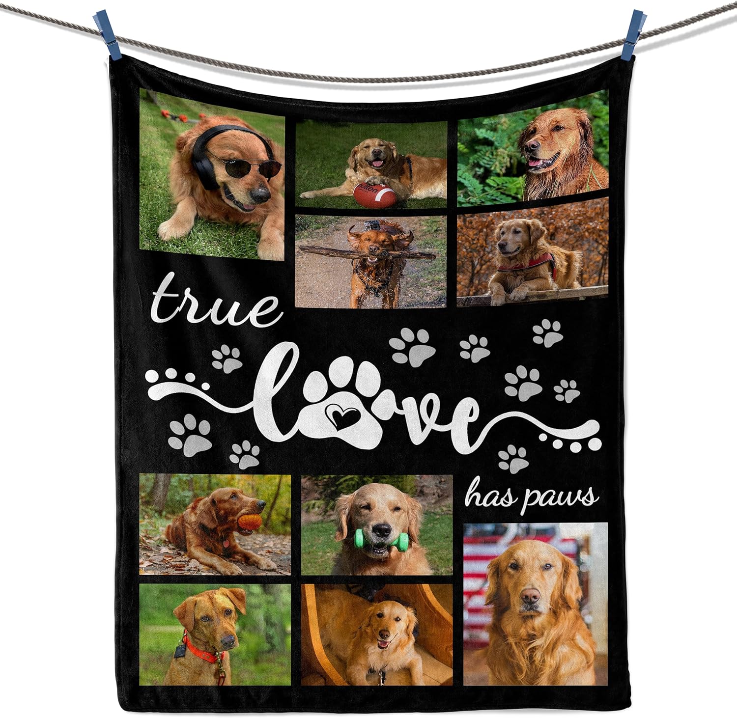 Prints Fun Personalized Dog Memorial Blanket with Photo, Loss of Dog Sympathy Gift