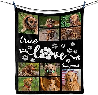 Prints Fun Personalized Dog Memorial Blanket with Photo, Loss of Dog Sympathy Gift, Custom Dog Blanket Pet Memorial Gifts for Dogs, Dog Mom Birthday Gifts, Blankets for Large Dogs
