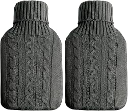 Hot Water Bottle Cover Only, Knitted Cover (Cover Only), Grey (Pack of 2)