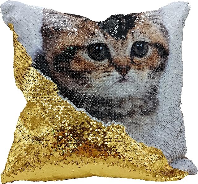 Hippowarehouse Personalised Cushion Any Text Any Image Photo VARIOUS OPTIONS AVAILABLE Personalised Photo Sequin Cushion Pillow Optional Infill Gift Present Valentines Christmas Surprise Magic Reveal