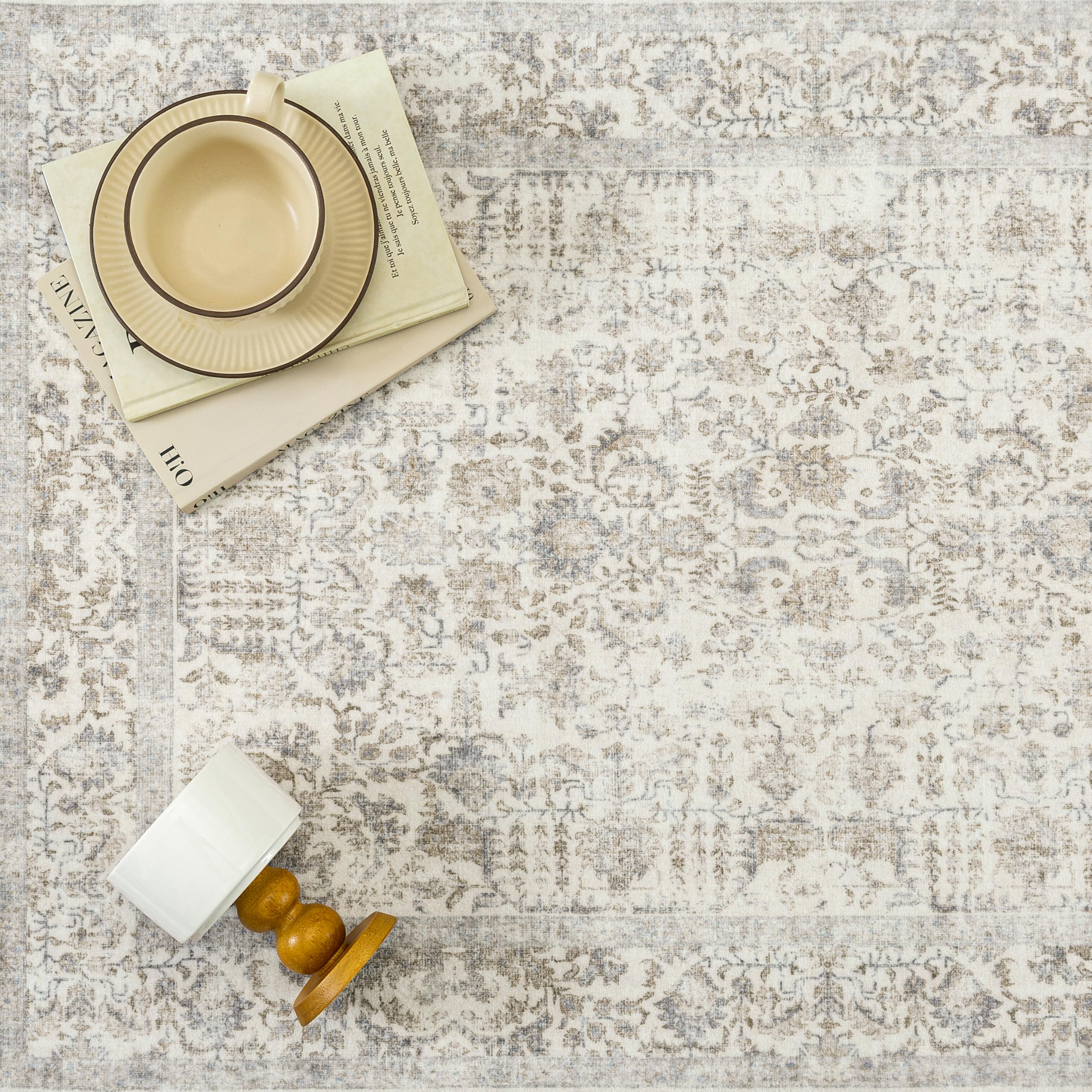 HUGEAR Vintage Tappeto Salotto Talpa Tappeti 180x270cm Soggiorno Antiscivolo Lavabile in Lavatrice Tapette Camera da Letto Sala Ufficio Bambina Bambino Pelo Corto Grande Carpet