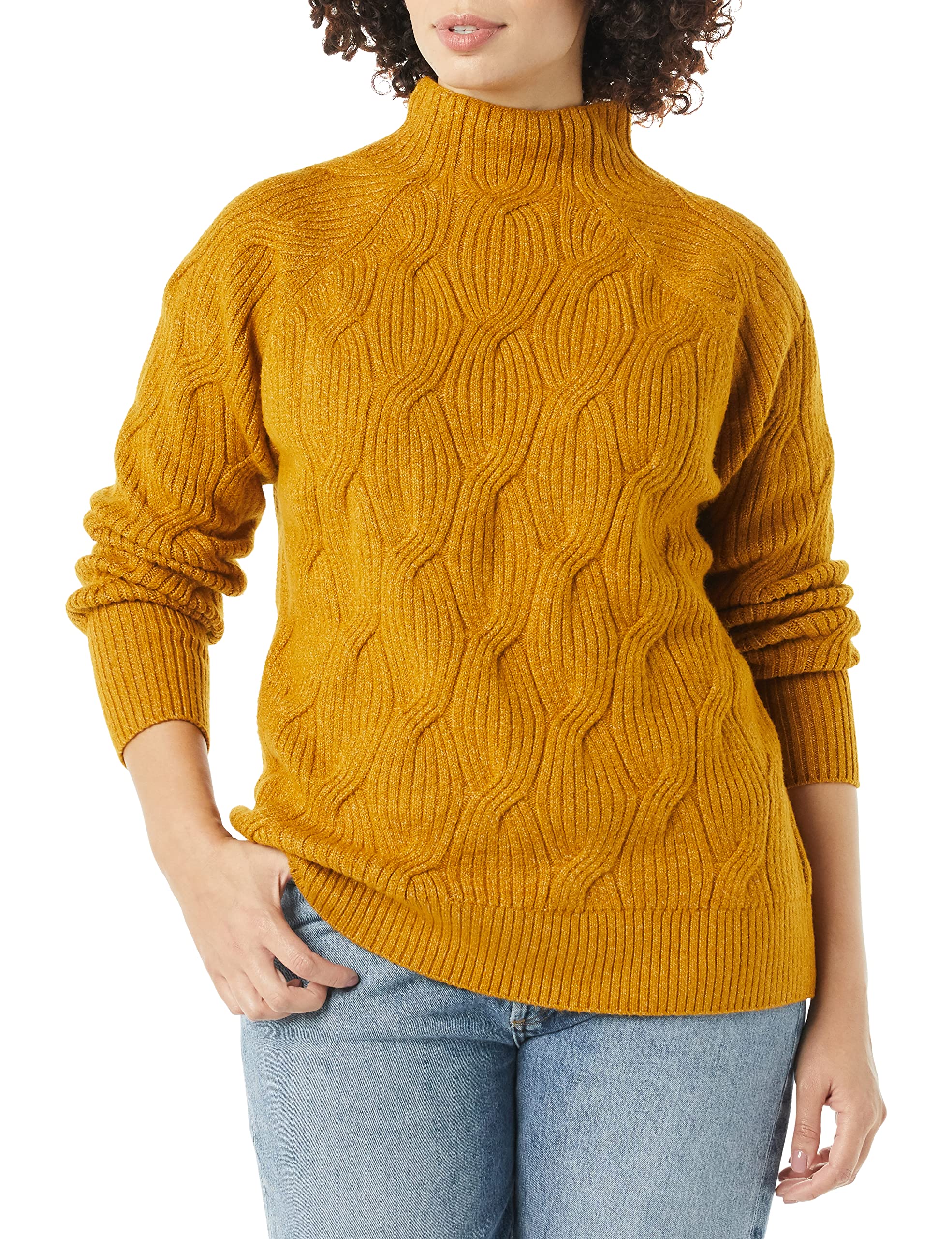 Amazon Essentials Maglione Invernale a Maniche Lunghe, Morbido al Tatto con Collo a Imbuto, Lavorato A Trecce Donna