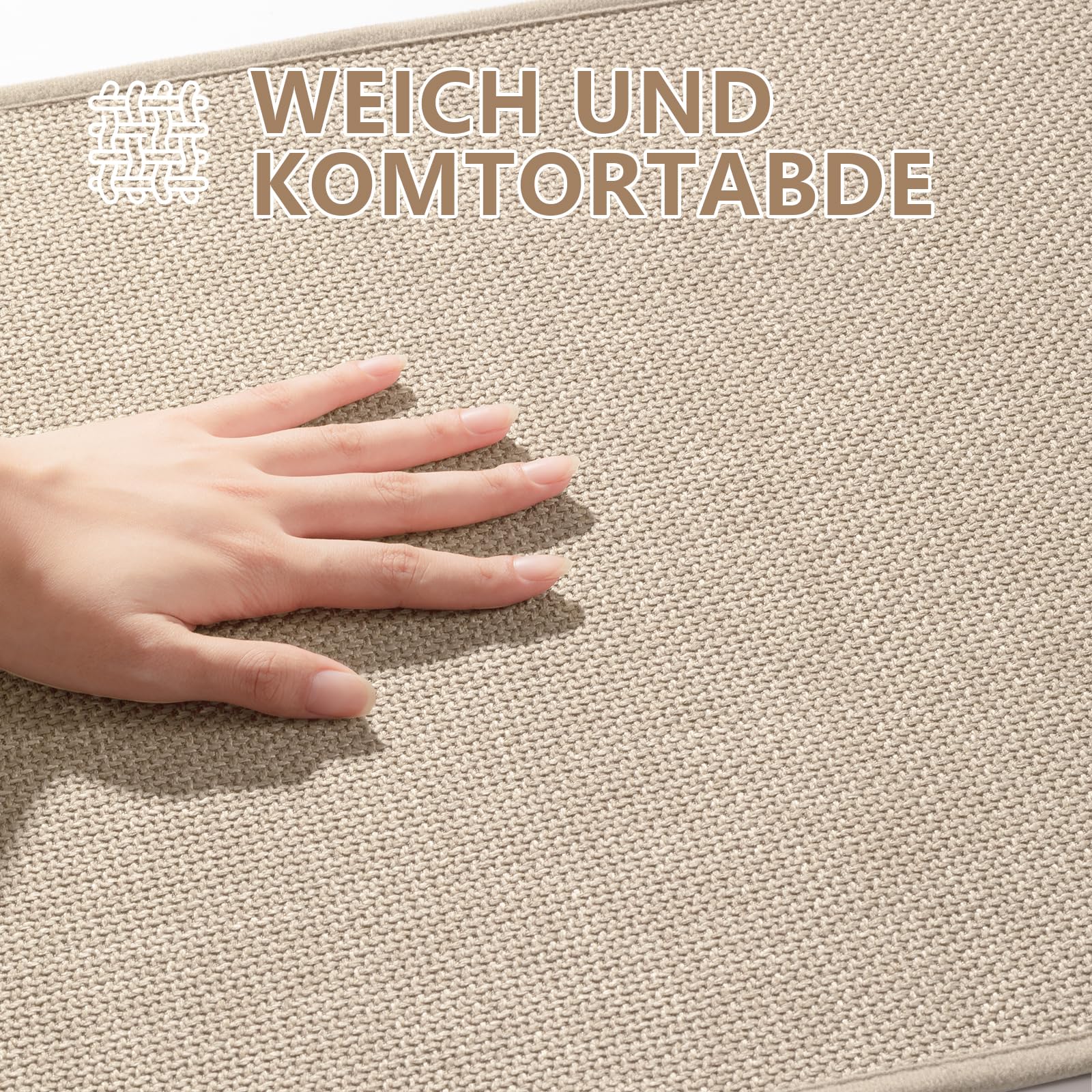 Tapis de bain antidérapant Chakme 43 x 61 cm caoutchouc lavable Beige