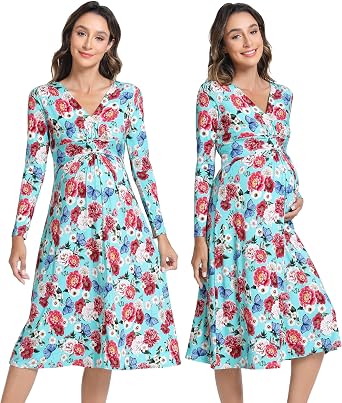Womens Maternity Dress-Viscose Made from Bamboo Soft Casual Dress Baby Shower Pregnancy Dresses