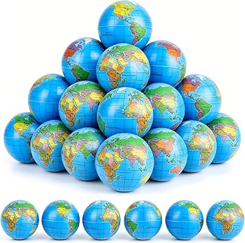 Enenes Globe Stress Balls 36 PCS, 2.5 Inch Earth Foam Balls with World Map