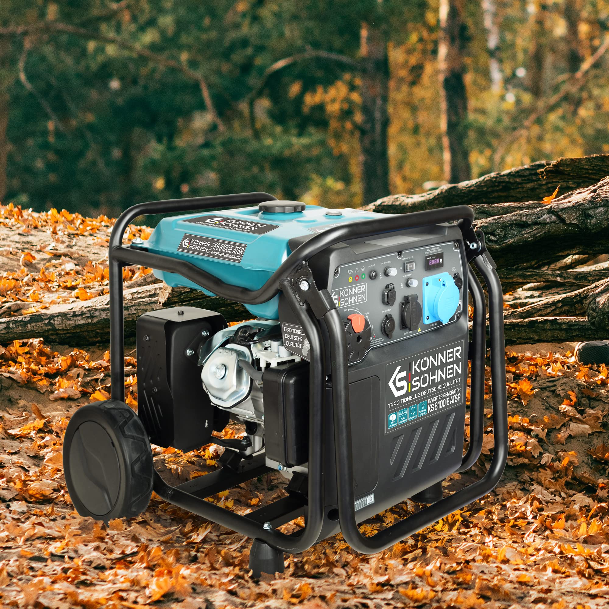 K&S Könner&Söhnen KS 8100iE ATSR Invertergenerator Benzin-Inverter-Generator, Stromerzeuger Höchstleistung 8,0 kW, 2 USB-Anschlüsse,Kupferwicklung, Kurzschluss- und Überlastschutz, EURO V