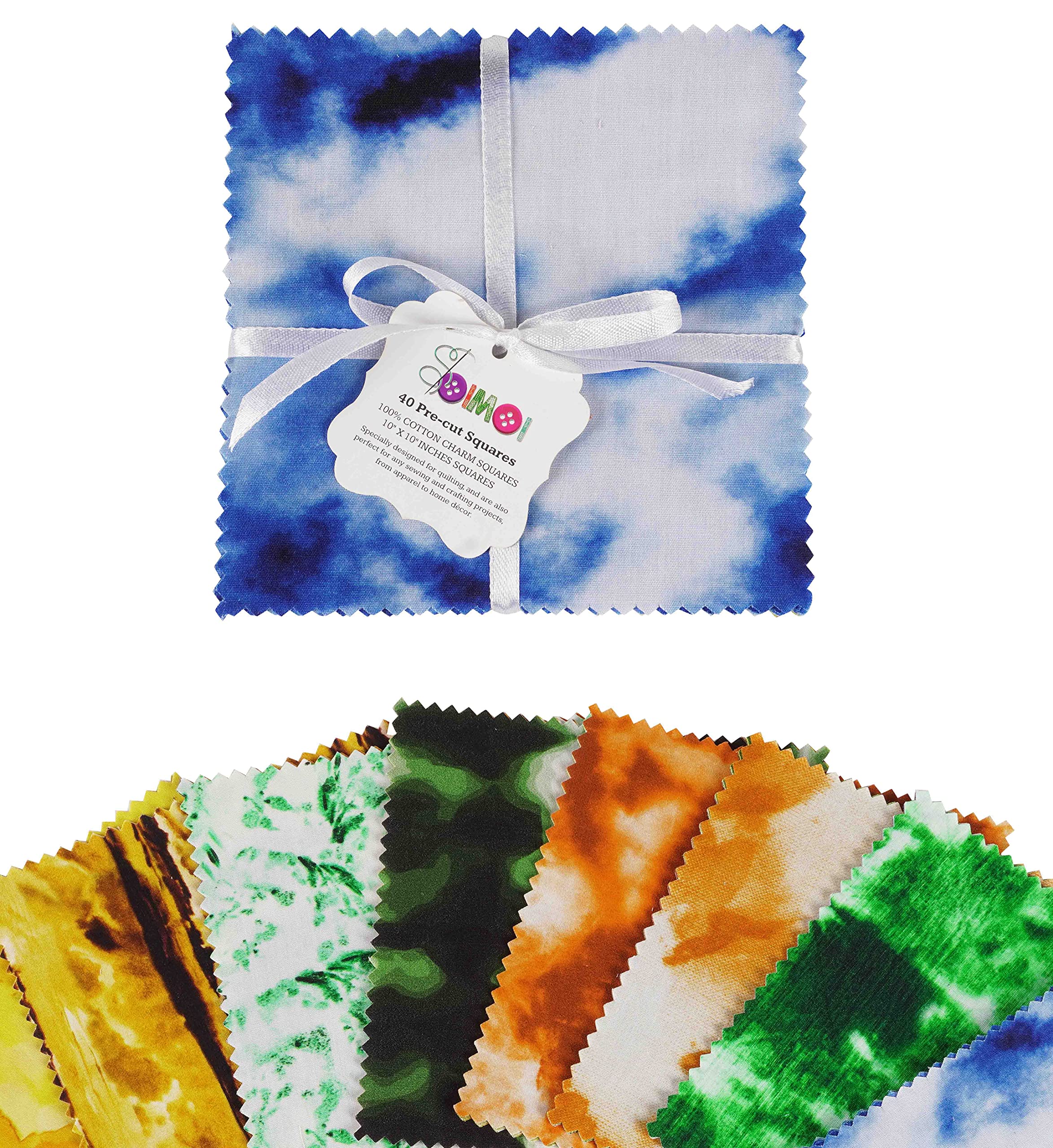 Tissu patchwork coton tie dye coupon tissu quilting 10 pouces carrés charme diy multicolore