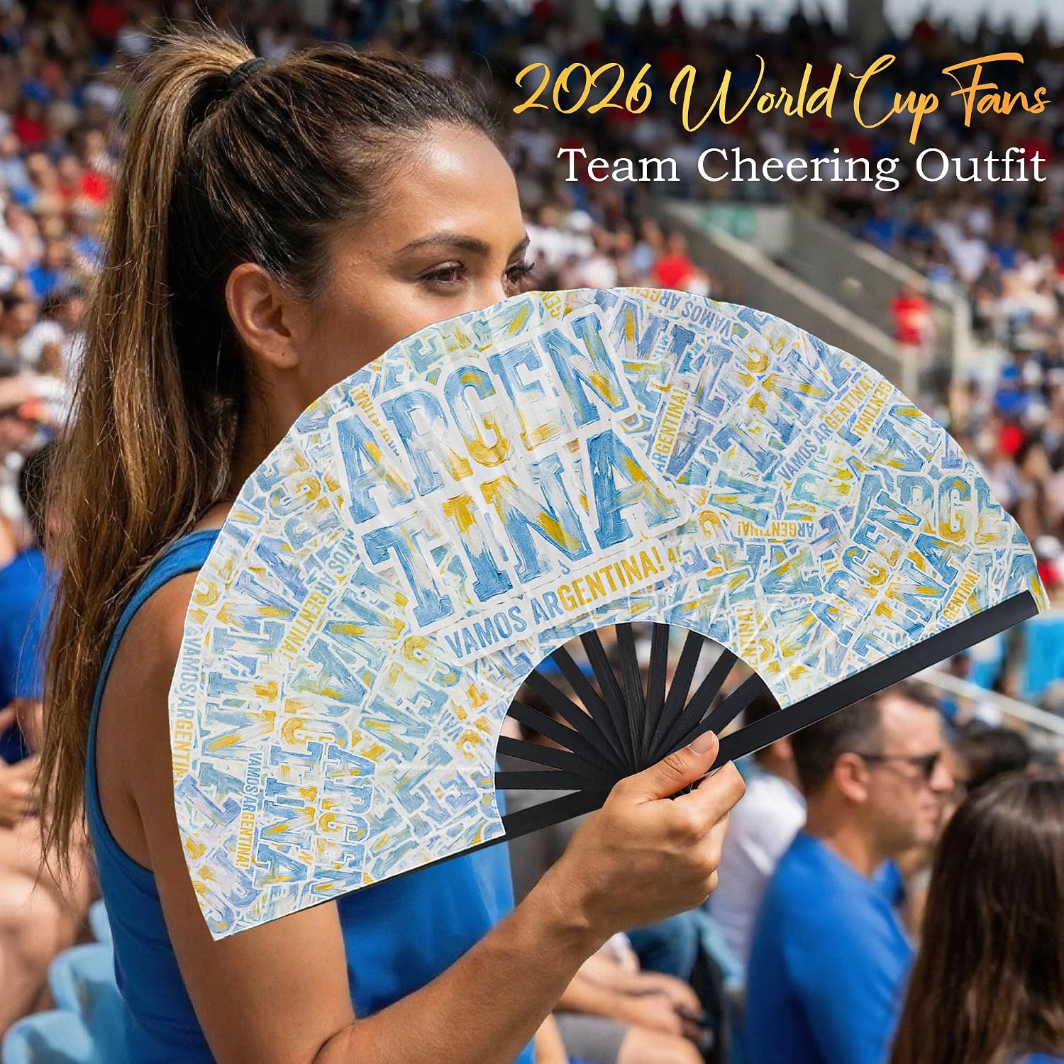 USA Folding Hand Fan 4th of July Outfits for Women World Soccer Cup 2026 Merchandise Patriotic Decorations