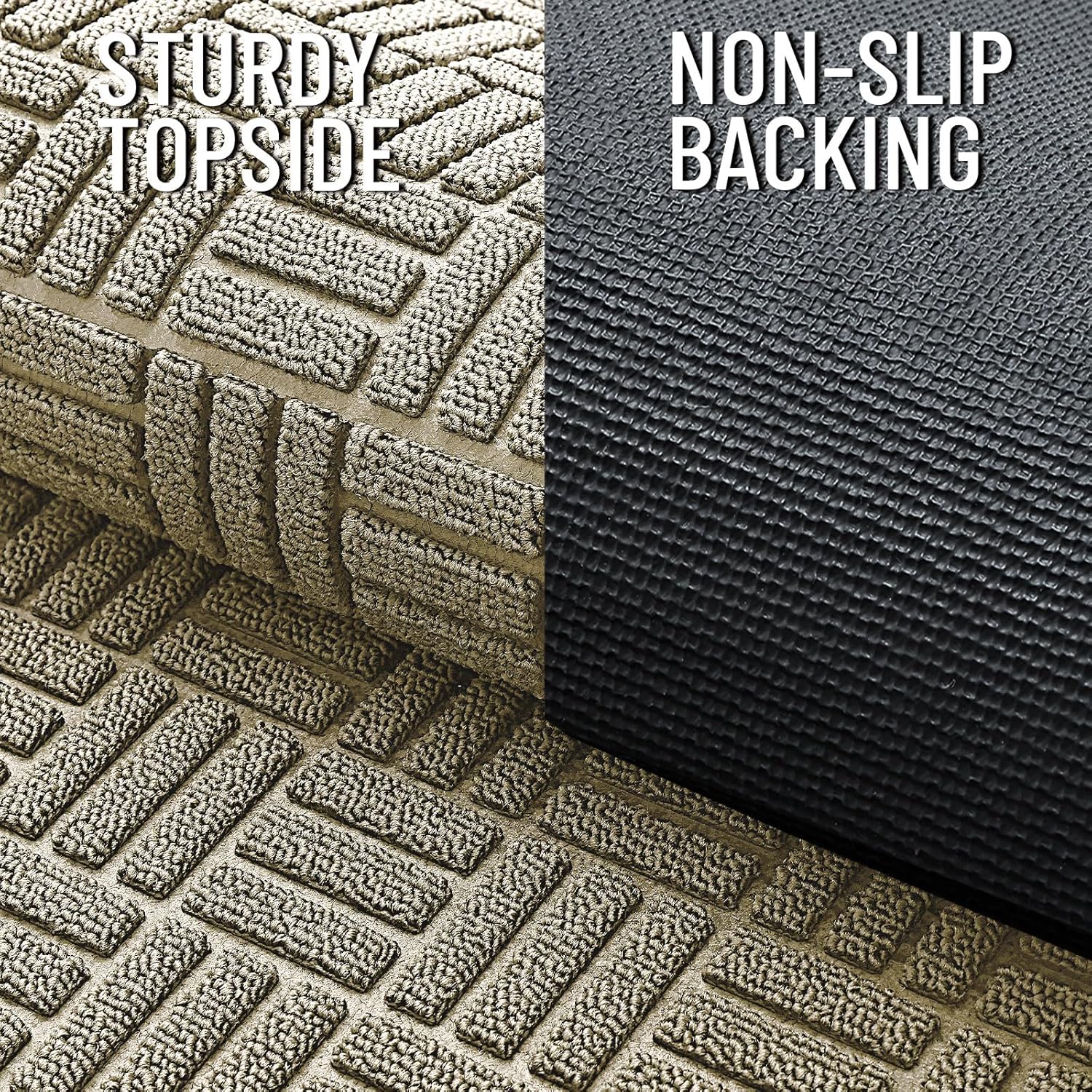 OLANLY Front Door Mat Outside Entrance 71x47, Absorbent, Heavy Duty Sturdy Natural Rubber Doormat Indoor Outdoor, Stain and Fade Resistant, Non-Slip Backing Low Profile Floor Mat for Entryway, Beige