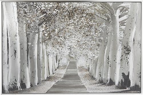 Deco 79 Lienzo de paisaje con marco plateado 71 x 2 x 48 pulgadas blanco