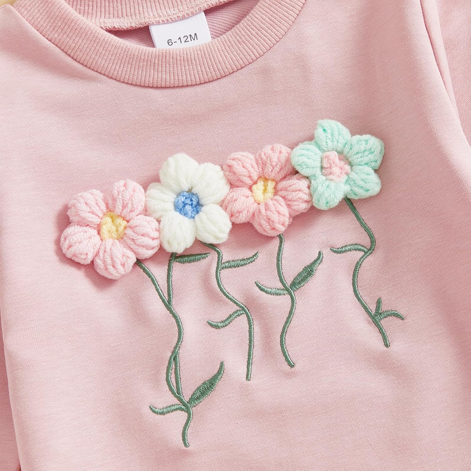 Toddler Baby Girl Clothes Cute 3D Floral Infant Long Sleeve Sweathsirt Fall Winter Outfits Kids Pullover Pants Set - Image 4