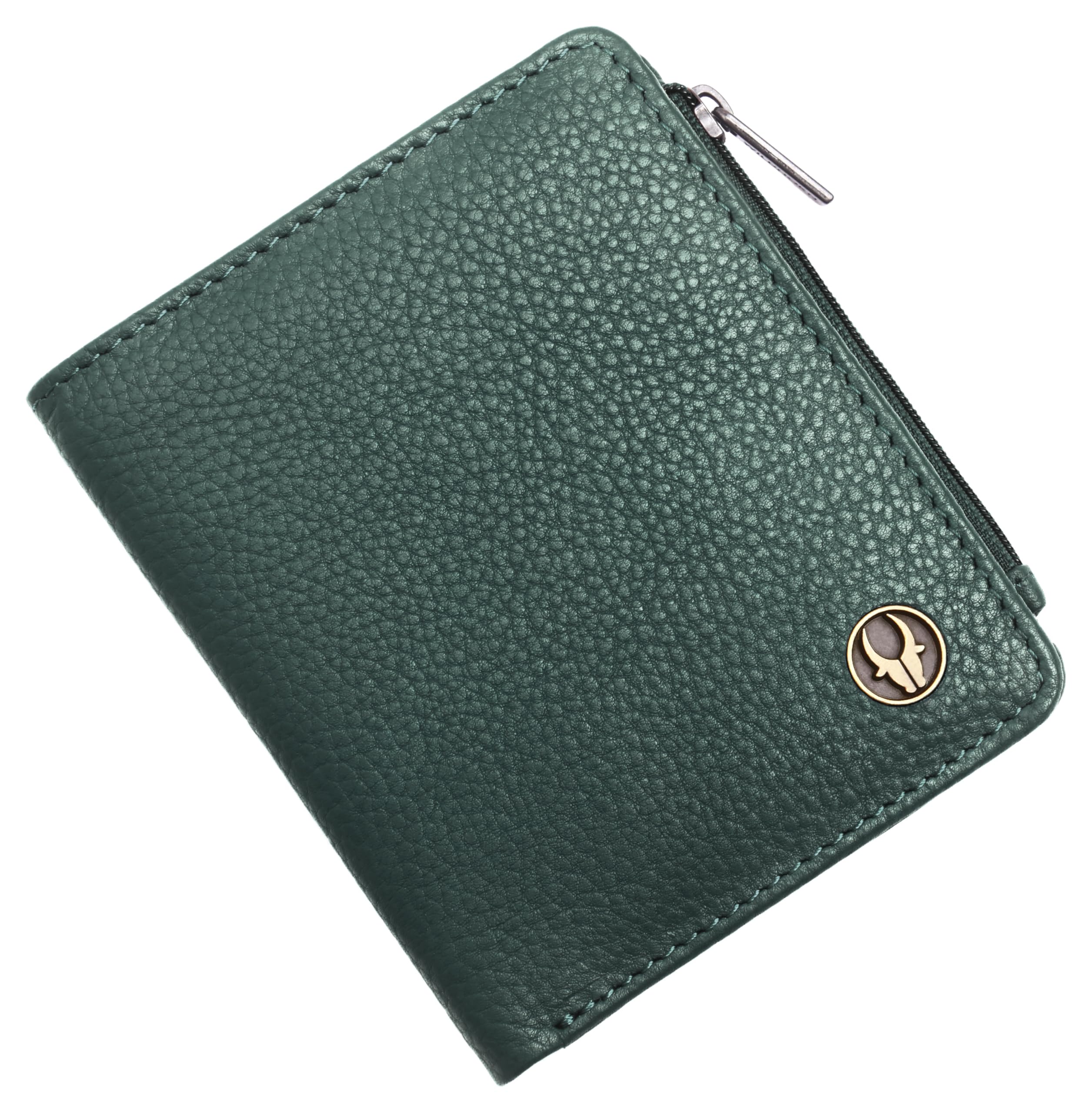 Genuine Leather Women’s Wallet – Compact Clutch Purse with 6 Card Slots, Secure Snap & Zip Closure – Everyday Organizer (Green)-image-38