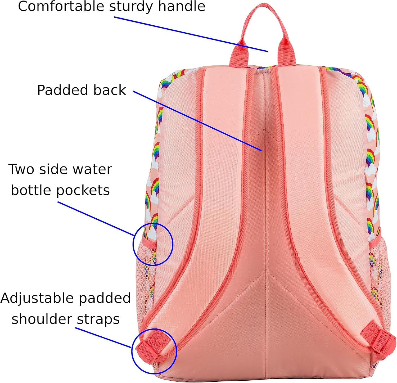FUEL Lunch Backpack Set Teens Student Water Resistant Bookbag Bag Soft Reusable Insulated Cooler Lunch Box Thermal Travel Office Lunch Bag, Rainbow