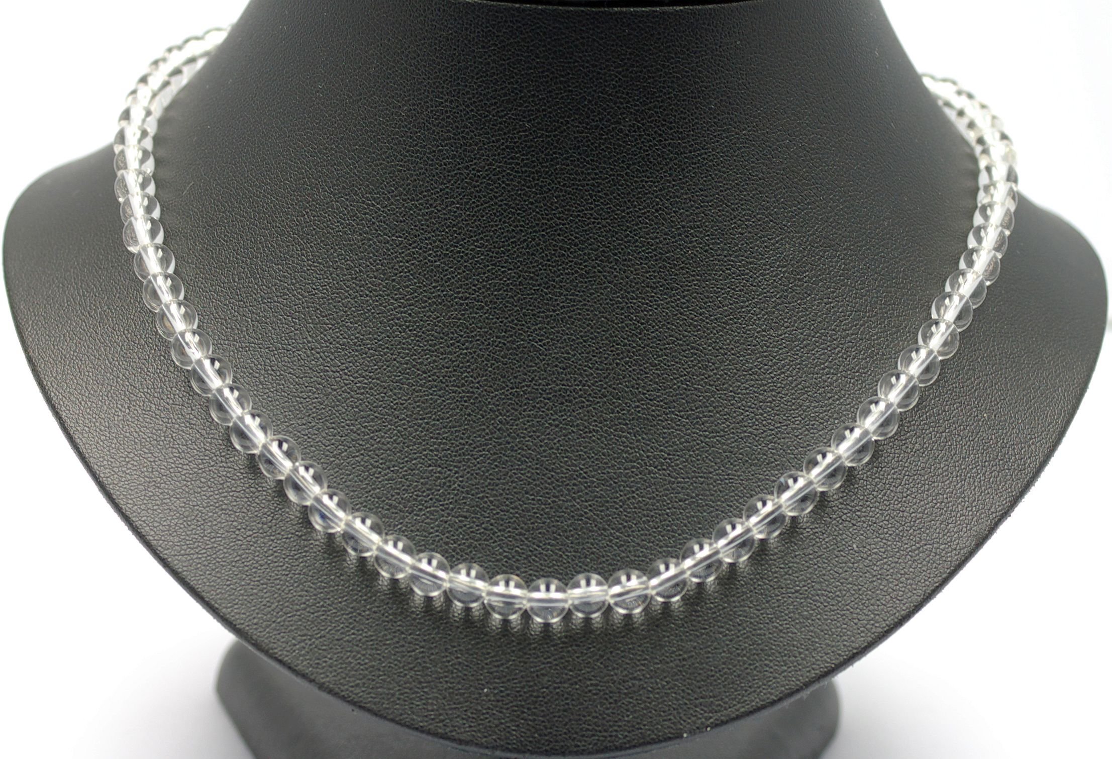 Bergkristall Schmuck (Halskette) Kette mit Bergkristall Kugeln, Größe ca. 6 mm, Sterling-Silber 925er Verschluss, Modell 3057