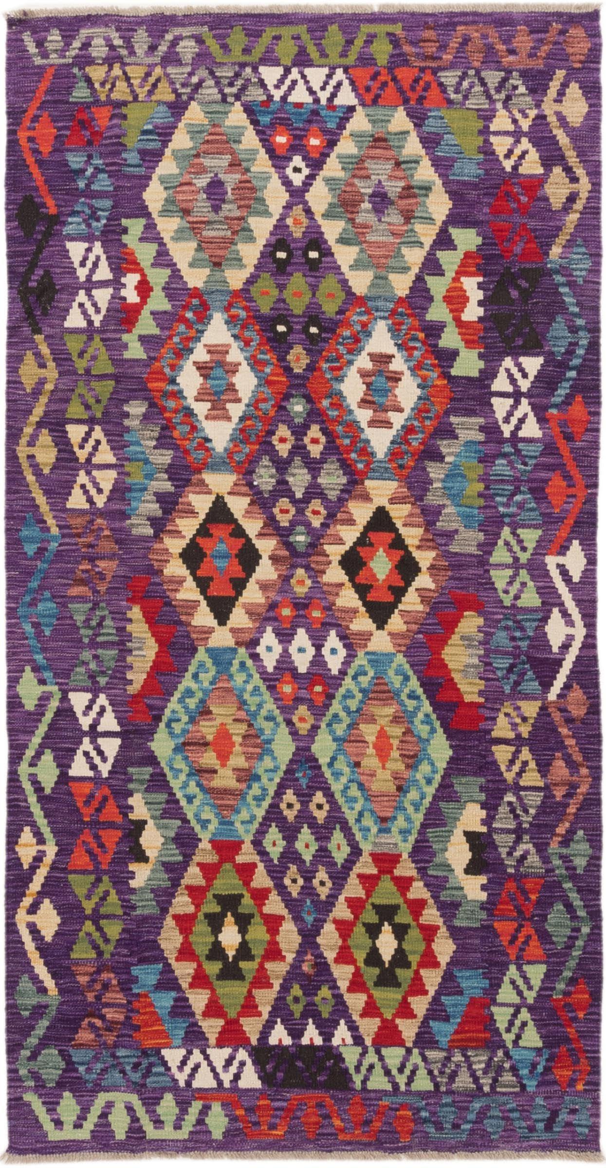 Tapis d'Orient Kilim Afghan authentique tapis de course en laine 108x207