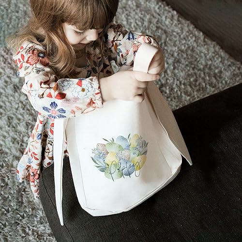 Miniatura 10 de Weddingstar Bolsa de tela de lona personalizable para cesta de Pascua con orejas de conejo, caza de huevos