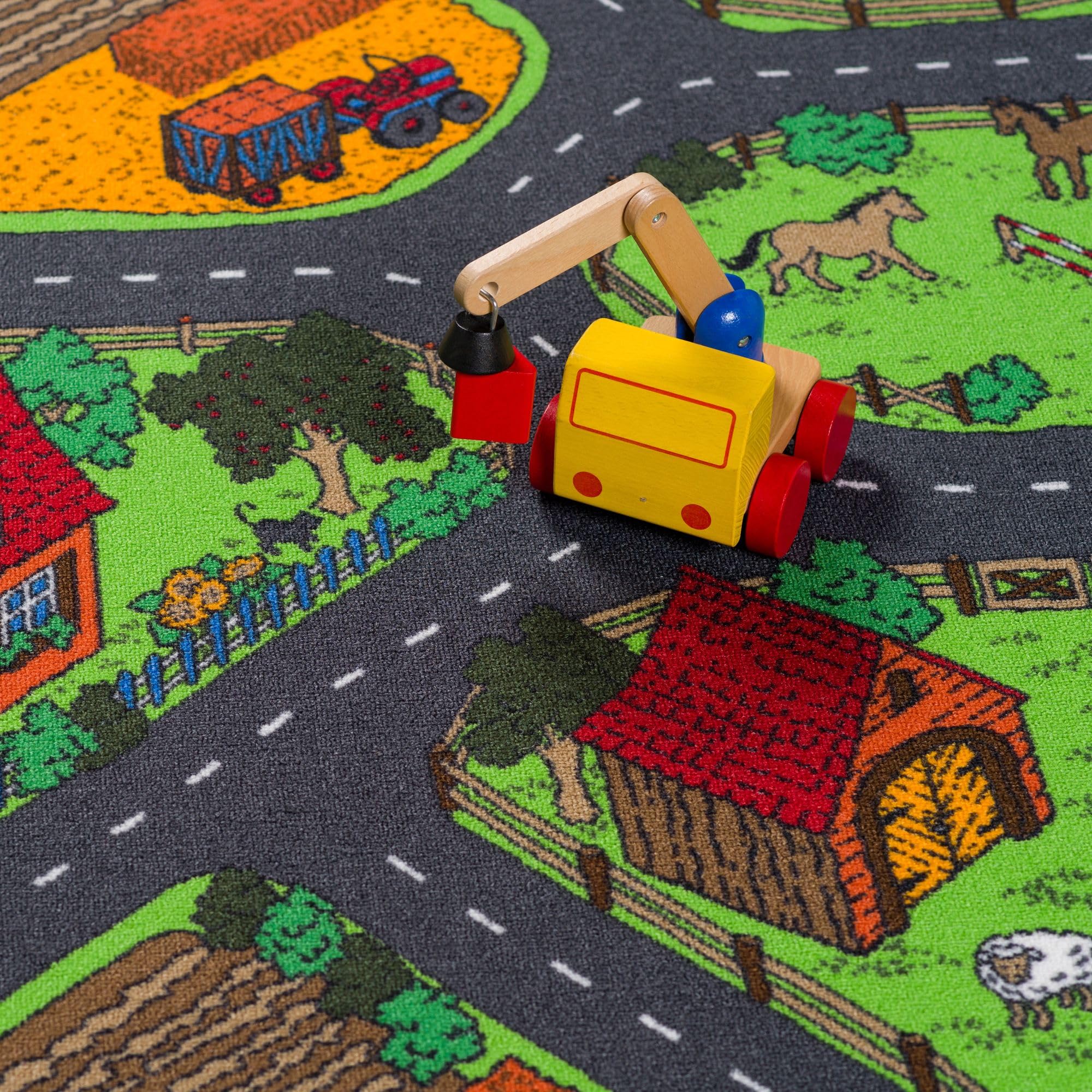 Snapstyle Kinder Spiel Teppich Bauernhof Grün in 24 Größen