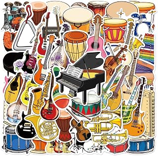 Classical Music Stickers for Orchestral, Violin Laptop Stickers for Kids, Musical Instrument Aesthetic Vinyl Waterproof Piano Decal Sticker for Water Bottles,Skateboard,Guitar,Gifts for Students Adult