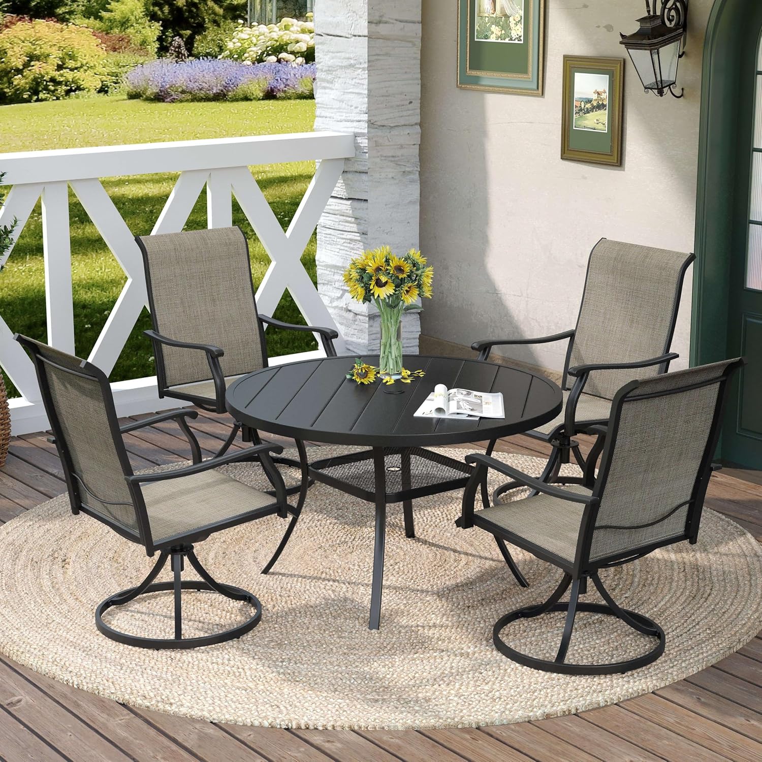 DIFY 5 Pieces Outdoor Dining Set, Patio Dining Furniture