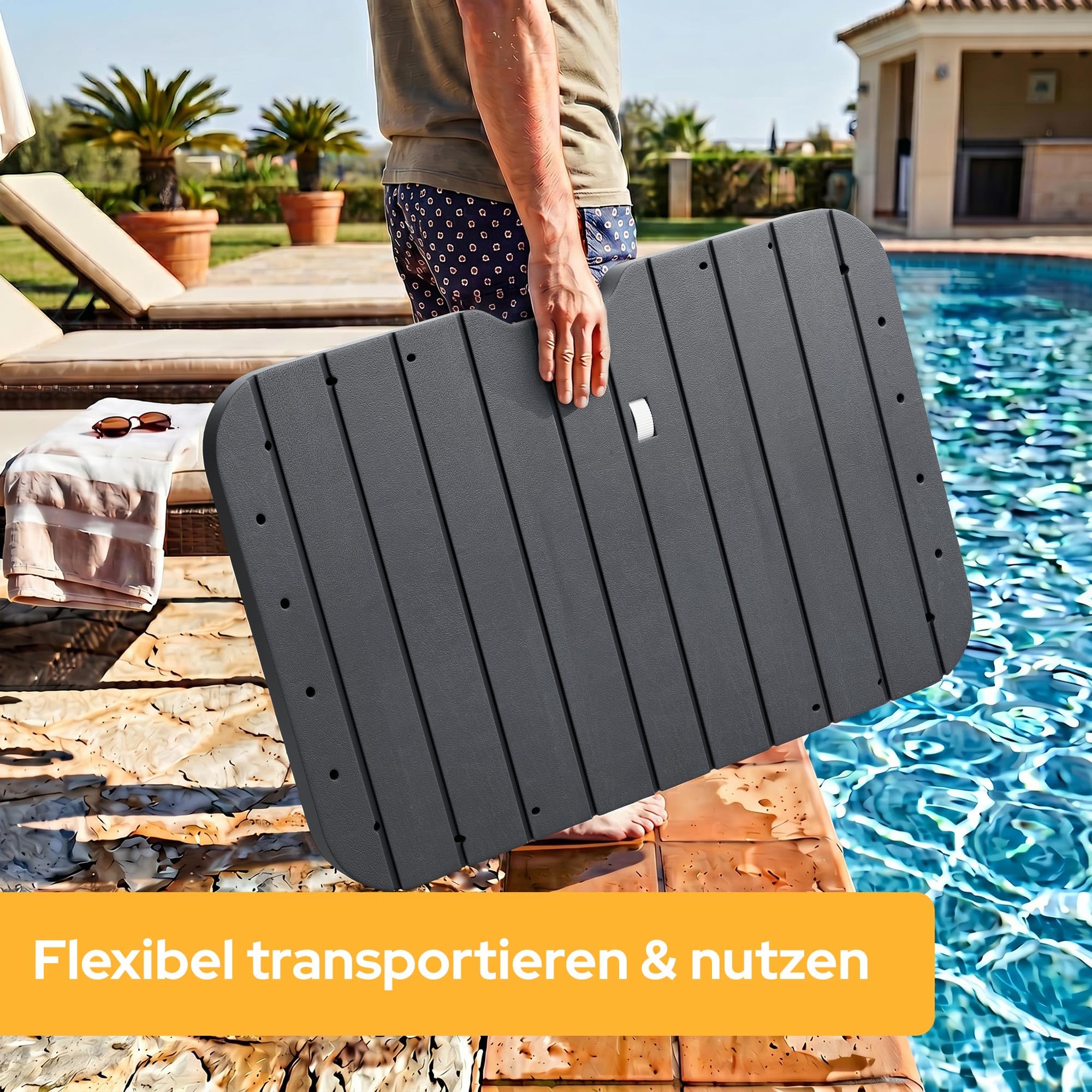 Arebos Bodendusche Garten | Outdoor Dusche Fußrad 4m Fontänenhöhe | Gartendusche Warm- & Kaltwasser | Pooldusche rutschfest wetterfest 150 kg | Außendusche Pool Sauna Camping