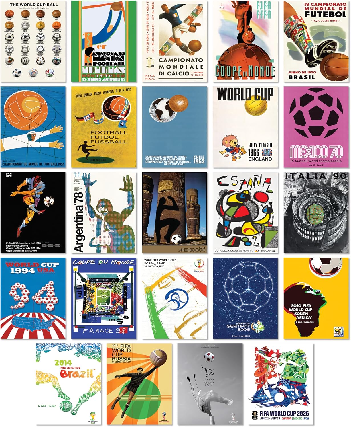 BigWig Prints World Cup Posters for Soccer Fans, 2026 World Cup Inspired Wall Decor, Sports Bedroom, Office or Man Cave Set of 24 Prints Unframed (8x10)