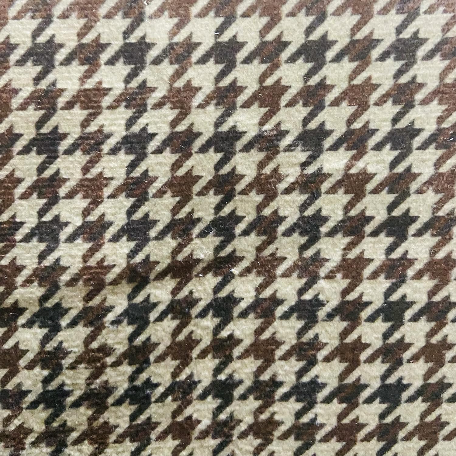 Houndstooth Design Velvet Finish Digitally Printed Soft and Rich Furnishing Fabric for Sofa, Cushions, Dinning Chair, Craft - Width 54 inches - Fabric by The Yard - Maroon