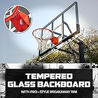 Vista 4 de Silverback Height Adjustable In-Ground Basketball Hoop with Tempered Glass Backboard, Pro-Style Breakaway Rim & Backboard Pad