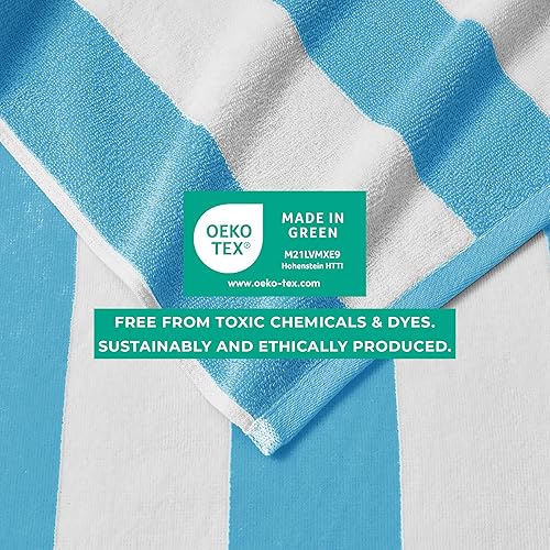 Miniatura 4 de Great Bay Home Toallas de playa grandes de 30 x 60 pulgadas, 100% algodón a rayas de cabaña para playa, baño, piscina, gimnasio, ligeras y de secado