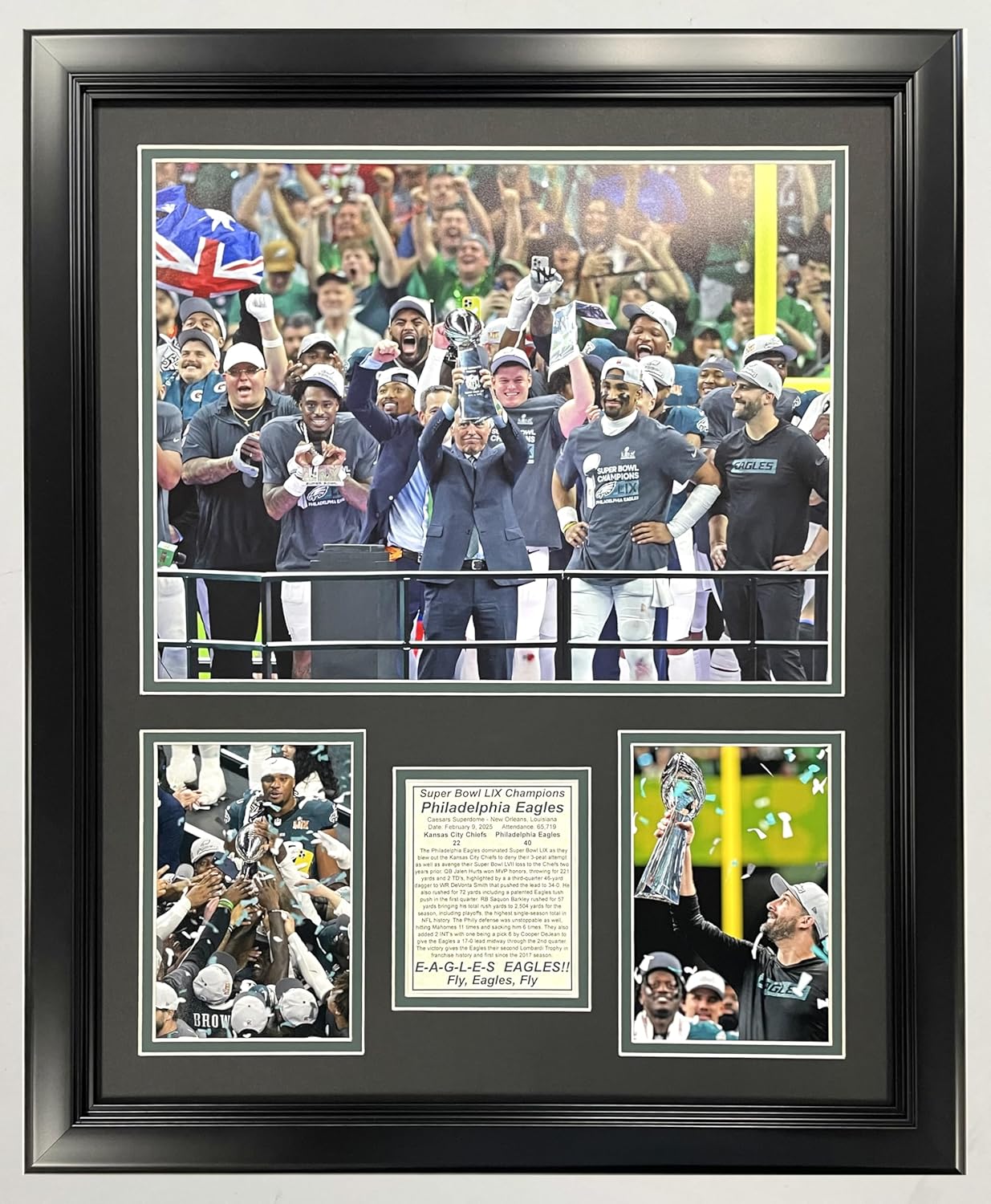2024 Eagles SB LIX 59 Champions | Collectible Philadelphia Football Memorabilia | Framed Picture and Photo Collage Gifts | (Eagles Podium, 12"x15", Framed)