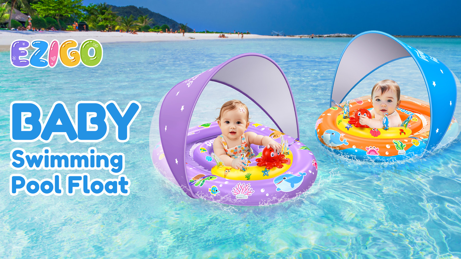 ZIZZ Pool Float For Baby 1-2 Year Old Best Inflatable Baby Float