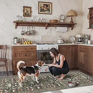 Washable 2x8 Hallway Runner Rug: Vintage Water-Resistant Kitchen Entryway Rug Ultra Soft Living Room Bedroom Carpet with Non Slip Backing Indoor Low Pile Floor Mat for Bathroom Dining Room(2x8,Green)