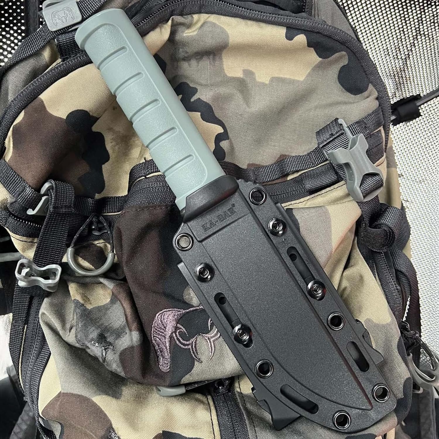 KA-BAR Dust II Fixed Blade Knife 5.25" Clip Point D2 Black PVD Blade Glass Filled Nylon Handle Green