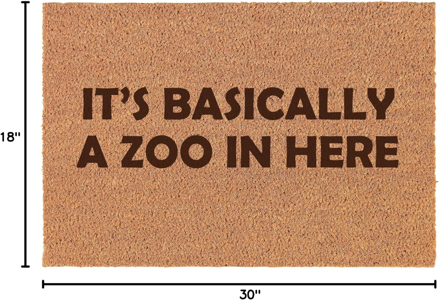 Daylor It's Basically A Zoo in Here Doormat Brown Natural Coir Rectangular Front Entry Non Slip Door Mat (18 in. x 30 in.)