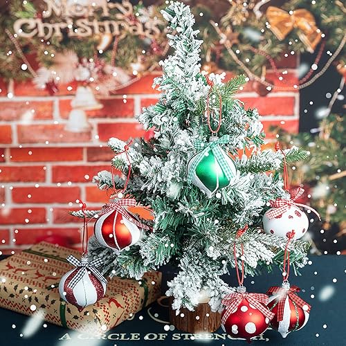 Miniatura 5 de Juego de 6 adornos de caramelo de menta, bolas colgantes de 2.3 pulgadas, bolas de bastón de Navidad para decoración del hogar y fiesta de árbol