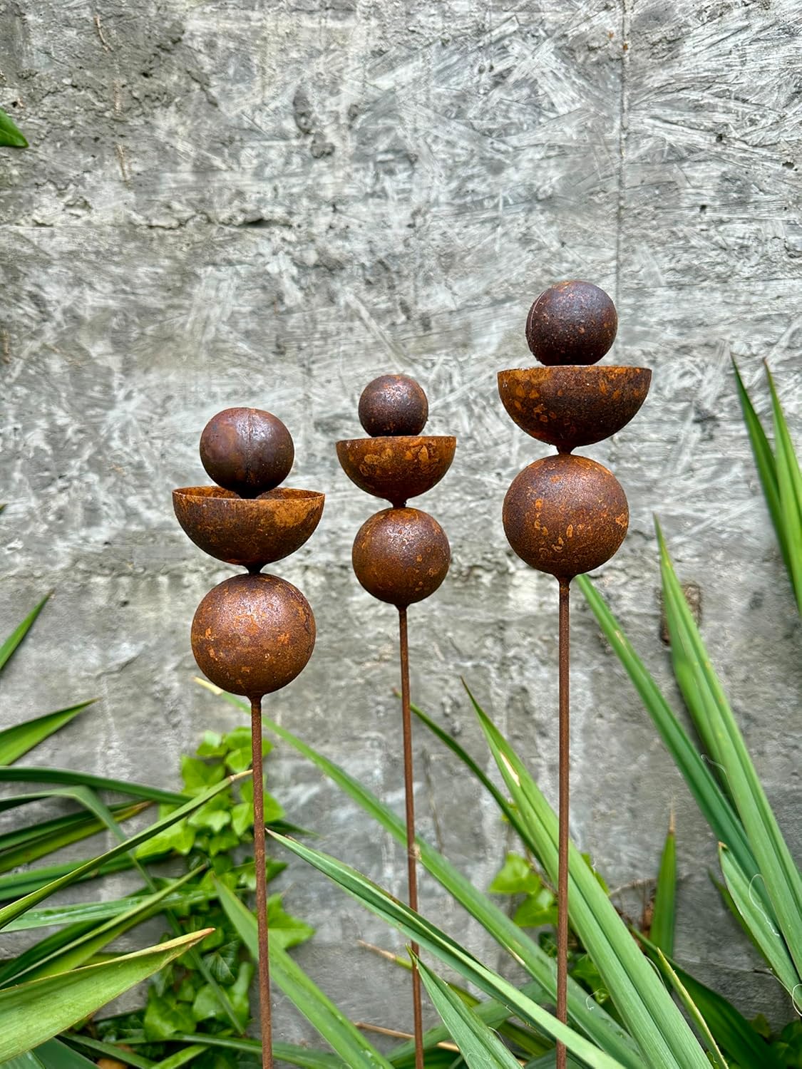Rusty Flower Buds Set of 3, Garden Stakes, Metal Yard Art, Outdoor Garden Decor, Rustic Metal Sculpture Rusty Rain Catchers Unique Gift