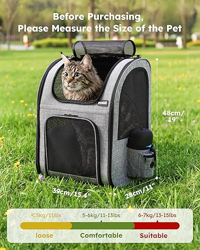 Miniatura 2 de Pecute Mochila para gatos, mochilas para gatos adultos con malla transpirable, mochila plegable para perros pequeños, mochila para mascotas con
